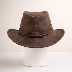 Sombrero vaquero de cuero marrón hecho a mano de alta calidad, sombrero de rancho occidental para hombres y mujeres, regalo. - Product Image 3