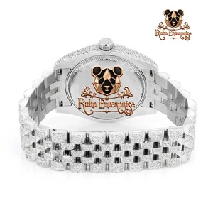 Relojes de Pulsera de Lujo con Diamantes de Moissanita y Acero Inoxidable Personalizados al por Mayor, Movimiento de Cuarzo, Estilo Hip Hop - Product Image 6