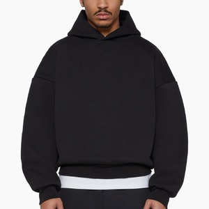 Nouveaux sweats à capuche zippés personnalisés sans cordon, unis, amples, en polaire, coupe boxy, de haute qualité pour hommes - Product Image 1