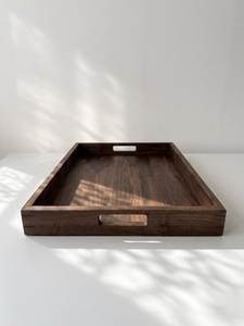 Bol à salade rectangulaire en bois ondulé rustique, poli, motif grain naturel Wabi Sabi, assiette décorative classique pour mariage, écologique - Product Image 1