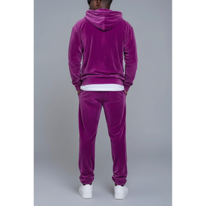 Survêtements personnalisés en velours imprimé pour hommes, 100% coton, avec cordon de serrage, pantalon de jogging, ensemble de survêtement 2 pièces - Product Image 2