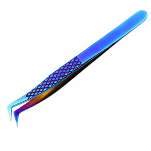 Pince à épiler en acier inoxydable à pointe en fibre, nouveau style, avec poignée diamant, faible MOQ, logo personnalisé, pince à épiler à 90 degrés pour extension de cils, vente en gros - Product Image 5