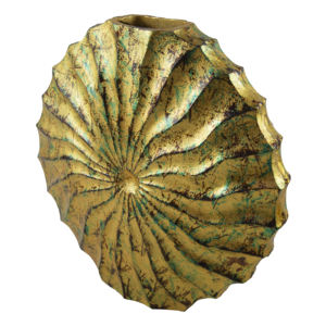 Jarrón Decorativo de Metal Dorado con Acabado Antiguo en Forma de Concha, Adorno para Mesa de Centro, Decoración para el Hogar u Oficina - Product Image 1