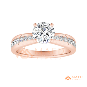 Round Cut Moissanite Solitaire Ring Rose Gold Engagement Ring Women Bridal Jewelry Anniversary <b>Gift</b> Fashion Style Elegant Design - Product Image 5
