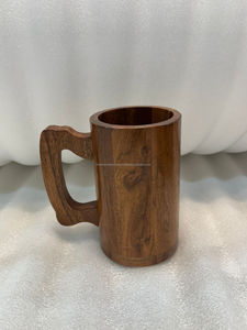 แก้วกาแฟไม้มะม่วงทำมือพร้อมดีไซน์หนัง แก้วไวน์ไม้มะม่วงทำมือพร้อมหูจับตกแต่ง - Product Image 3