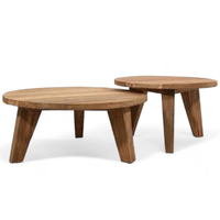 Table basse ronde en chêne massif, design scandinave, mobilier d'extérieur durable, finition bois naturel