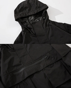 Men Black <b>Hooded</b> Hard <b>Shell</b> <b>Jacket</b> Waterproof Zip Fly Oversized Fit With Pockets All Seasons Outdoor Wear - Product Image 5