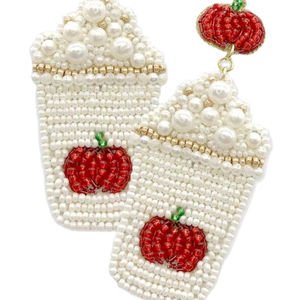 Nouvelles boucles d'oreilles à perles pour femmes et filles, idéales pour les fêtes, en perles de rocaille blanches et roses, un cadeau tendance pour femmes et jeunes filles. - Product Image 1