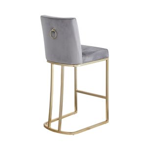 Woker mobili moderni in velluto tessuto sgabelli da Bar Set 2 26 \ "altezza bancone oro spazzolato indietro sedie da pranzo imbottite grigio per - Product Image 6