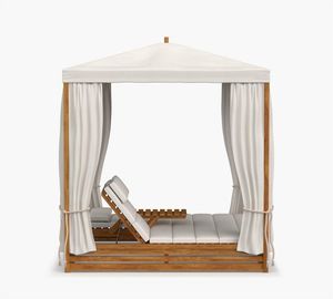 Lit de repos de luxe en teck pour extérieur, chaise longue de piscine, lit à baldaquin pour patio et jardin, mobilier de villa de villégiature - Product Image 2