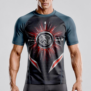 T-shirt de compression à manches courtes pour homme, motif couronne royale, imprimé par sublimation violet, jaune, bleu, séchage rapide - Product Image 3