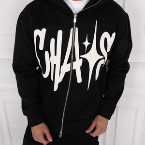 Sudadera con Capucha para Hombre, Estilo Urbano, con Estampado Puff, Mezcla de Algodón Grueso, Forro Polar Cálido, Fabricación Personalizada de Fábrica - Product Image 4