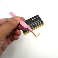 Pince à cils rose doré à 90 degrés en acier inoxydable pour extensions de cils – Prise en main parfaite et ferme – Instrument de beauté