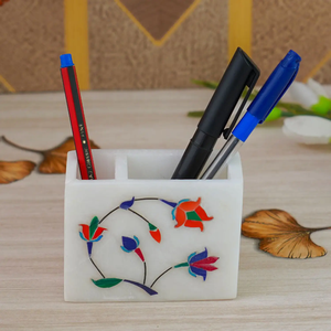 Portalápices de Resina con Diseño Redondo Rosa, Portalápices de Mármol Promocional para Escritorio, Organizador de Almacenamiento de Papelería - Product Image 2