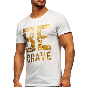 Camisetas de Seda/Algodón con Logotipo Personalizado al por Mayor, Camisetas de Manga Corta para Hombre, Corte Regular, Anti-Pilling, con Letras, de Alta Calidad - Product Image 2