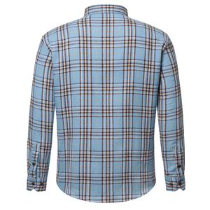 Camisa de Franela para Hombre, Cuello Mandarín, Botones Cubiertos, Color Sólido, Manga Larga, Casual, Verano, 100% Algodón, Transpirable, Secado Rápido - Product Image 2