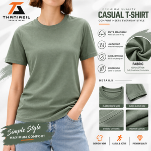 T-shirt basique à col rond pour femme, manches courtes, décontracté, pour tous les jours, logo personnalisé, OEM, ODM, fabricant de vêtements en gros - Product Image 1