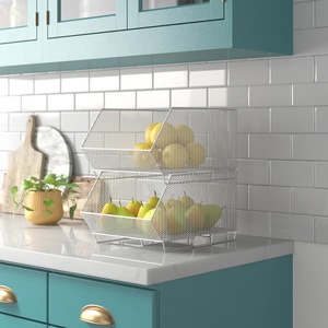 Panier de rangement décoratif en métal noir maillé, élégant organisateur d'étagère pour la maison - Product Image 1