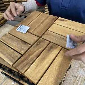 Dalles de terrasse contemporaines en bois d'acacia antidérapantes à emboîtement - Product Image 3