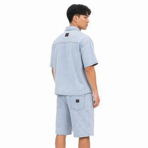 Ensemble short en jean pour homme – Tissu durable, chemise élégante et short assorti, coupe confortable, idéal pour l'été - Product Image 6