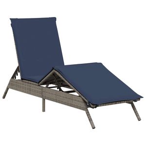 Chaise longue de patio en polyrotin gris de taille standard - Product Image 4