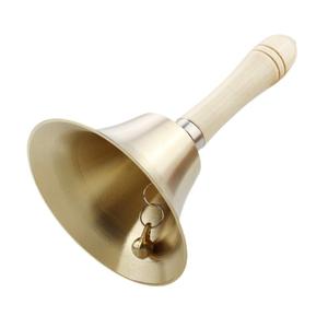 Cloche à main extra forte en laiton massif plaqué or poli avec poignée en bois, cloche polyvalente pour l'école, l'église, l'hôtel, Noël - Product Image 1
