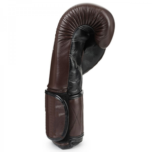Gants de boxe en cuir PU marron, à doigts entiers, avec fermeture à lacets réglable au poignet, pour entraînement et sparring adultes - Product Image 4
