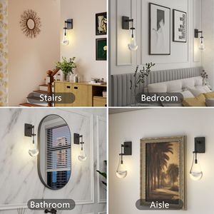 Set di Applique da Parete Moderne a Goccia, Lampade da Parete Nere Dimmerabili per Soggiorno e Bagno, Illuminazione per Specchio da Bagno - Product Image 3
