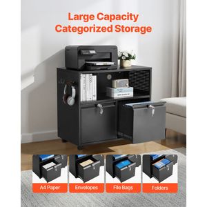 2 <b>Drawers</b> Metal Lateral <b>File</b> Cabinet with Adjustable Hanging Rods & Lock Wide Storage Filing Cabinets - Product Image 4