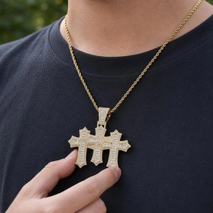 Pendentif Croix Personnalisé Sertie de Diamants Moissanite VVS2 Or Massif 10k 14k 18k Or Rose Argent Charme Hip Hop - Product Image 5