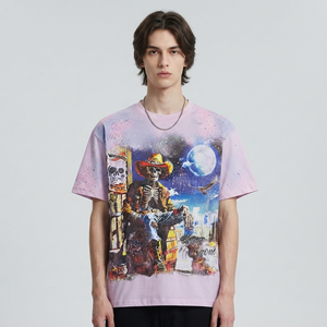 Camiseta personalizada de color rosa, lavada, de corte regular, cuello redondo, 100% algodón, suave, transpirable, de manga corta, estampada, para uso unisex. - Product Image 4