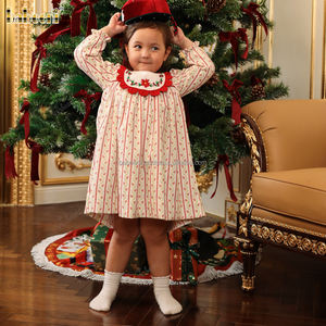 Wholesale ODM Girls Casual Autumn Corduroy Dress Flared Design Petal Collar Beaded Embroidery Smocked <b>Mini</b> 100% Cotton Children - Product Image 6