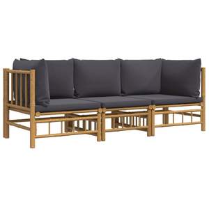 Conjunto Modular de Muebles de Jardín de Bambú Gris Oscuro para Sofás de Exterior - Product Image 3