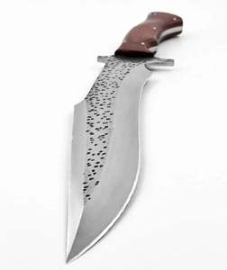 Couteau utilitaire d'extérieur artisanal en acier carbone robuste avec manche en bois courbé et lame fixe - Product Image 2
