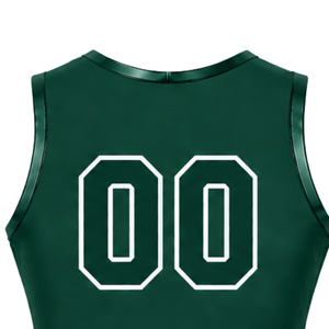 Maillot de cheerleading vert foncé sans manches, coupe courte, respirant, uniforme sportif personnalisé pour l'entraînement d'équipe, tenue athlétique de performance - Product Image 5