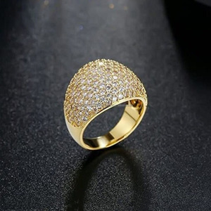 Micro Pave Cluster <b>Ring</b> 925 Sterling Silver Rhodium Plated <b>Dome</b> Shank Hip Hop Style Wedding Band for Anniversary Engagement Gift - Product Image 3