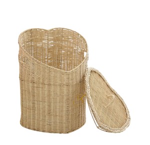 Heart Rattan Storage <b>Basket</b> with Lid Open Weave Toy Organizer Bin Girls Cute Nursery <b>Wicker</b> Laundry Hamper <b>Handles</b> - Product Image 3
