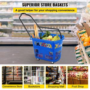 Cestino per la spesa con manico in legno di ricino blu, confezione da 6, cestini in metallo personalizzabili per supermercati - Product Image 2