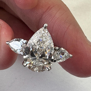 Bague de fiançailles unisexe en diamant de laboratoire taille poire 5 carats, plaqué or 14 carats, bijoux de mariage de luxe certifiés IGI, cadeau - Product Image 2