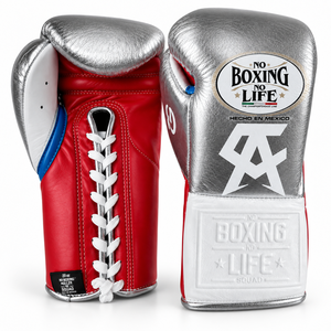 ถุงมือชกมวยคุณภาพสูง No Boxing No Life สำหรับฝึกซ้อม สีแดงเงิน หนังวัวแท้ ระบายอากาศได้ดี แบบผูกเชือก บรรจุภัณฑ์แบบกำหนดเอง สำหรับผู้ใหญ่ - Product Image 2