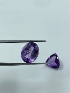 Pierre précieuse améthyste naturelle, coupe ovale, pierre non montée, 6,49 carats, 2 pièces pour la fabrication de bijoux - Product Image 3