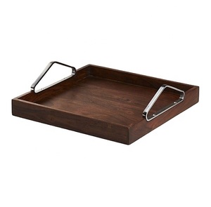 Bandejas de Madera de Acacia para Servir Alimentos con Asa, Plato para Frutas y Filetes para el Desayuno, Bandeja de Madera Rústica - Product Image 1