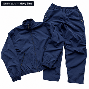 ชุดวอร์มสีดำแบบ unisex  ผ้าโพลีเอสเตอร์น้ำหนักเบา กันลม ใส่สบาย มีซิปและกระเป๋าข้าง เหมาะสำหรับฤดูร้อน สีพื้น - Product Image 1