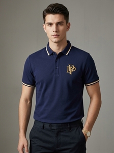 Mens Cotton Jersey for Shirt Short Sleeve Contrast Trim Button Collar Front Solid Custom <b>Logo</b> Casual Business - Product Image 4