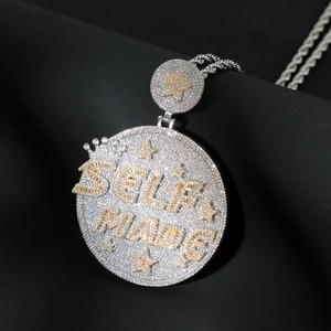 Iced Out Custom <b>Name</b> Letter Pendant 925 Silver Moissanite Hip Hop Charms Men's Jewelry Micro Pave Two Tone Circle Pendant - Product Image 5