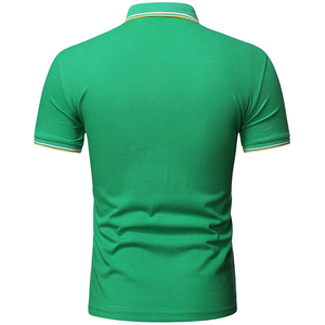<b>Men's</b> <b>Green</b> Short Sleeve <b>Polo</b> <b>Shirt</b> Solid Color Cotton Pique Knitted Casual Breathable Stand Collar Design <b>Polo</b> <b>Shirt</b> - Product Image 2