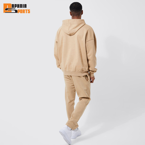 Most Trendy Cut and Sew Winter 2 <b>Pc</b> Tracksuit <b>Sets</b> Thick Hoodie & Matching Jogger Sweatpants Two Piece Cotton Men's Sweatsuit - Product Image 4