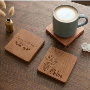 Sunflower Laser Engraved Solid Wood Coaster Handcrafted Heat Resistant Drink Mat <b>Table</b> <b>Protector</b> Coffee Tea Cup Holder Home Deco - Product Image 5