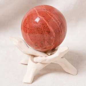 Bola de Jaspe Pulida, Ecológica, Hecha a Mano, Artículo de Colección, Gema Decorativa, Rojo Naranja, Superficie con Patrón Natural - Product Image 2