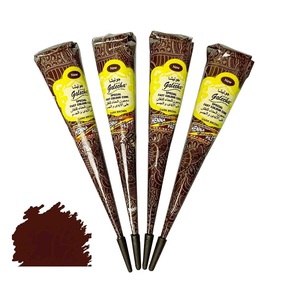 Pâte de henné brun foncé en cône pour l'art corporel et les tatouages temporaires, lot de 12 pièces de 25 g chacune, matériau végétal naturel - Product Image 2